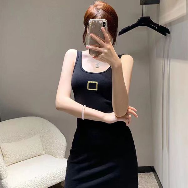 Woman Casual Dresses Long Sleeveless Dress Summer Girl Camisole Skirts Knee-Length Womens Designer Skirt Dress Slit Skirt Party Slim Bottoms