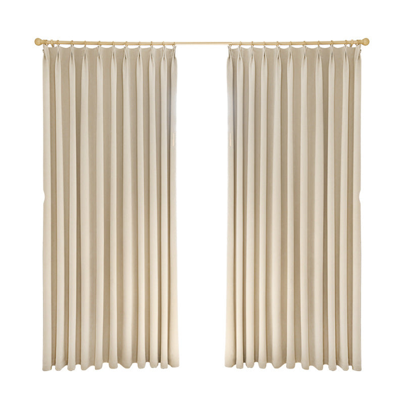 T0370 Free shaped thick chenille blackout curtains for living room and bedroom sunshade high-end custom cream style finished curtain