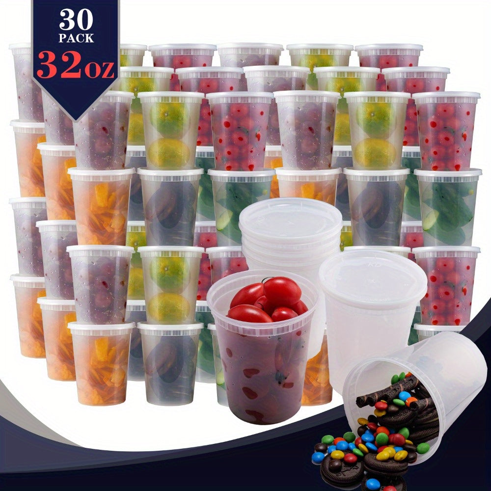 TEMU 60pcs (30 Containers & 30 Lids) Durable Leakproof Containers With Lids Set - For Takeout Meal Preparation, Bpa-free, Microwave & Dishwasher &