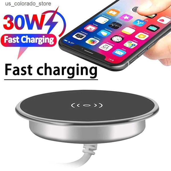 Wireless Chargers Built in desktop wireless charger 30W fast wireless charger desktop furniture embedded charger suitable for iPhone Samsung