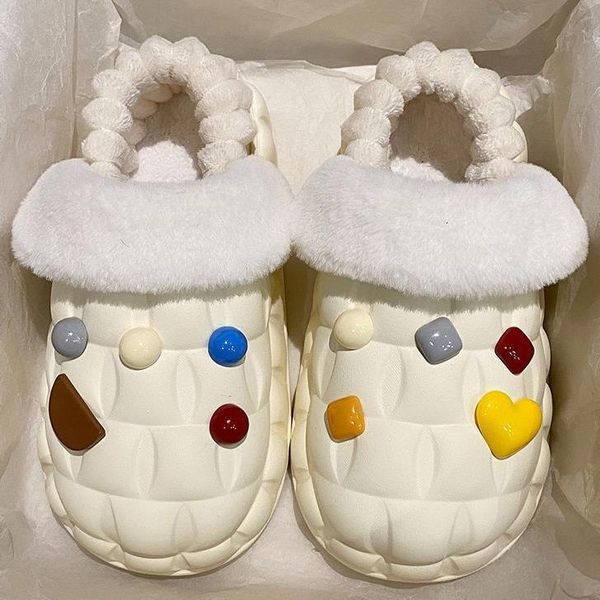 2024 New Autumn-Winter Cotton Slippers Waterproof Home Thick Bottom with Velvet Bag and Cute Cartoon Slippers Free Shipping