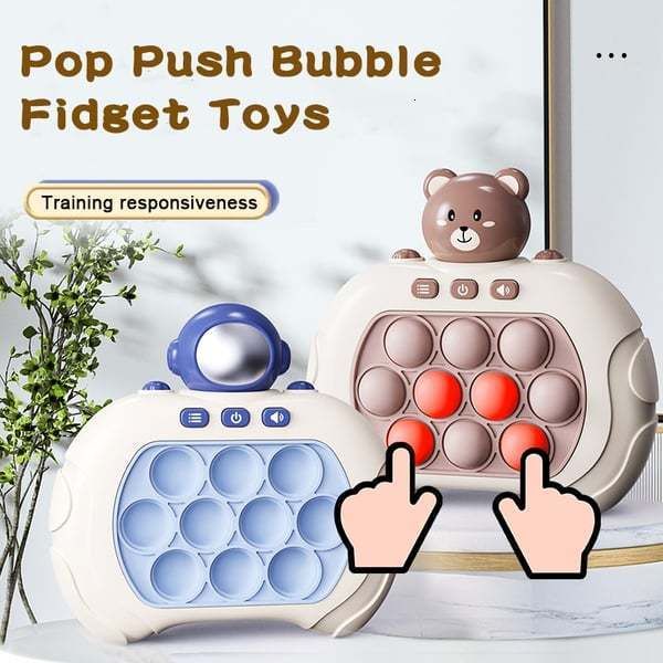 Decompression Toy Pop Light Fidget Game Quick Push Bubble Game Handle Toys Boys Girls Anti-Stress Toys with LED Game Relieve Stress Toys 230