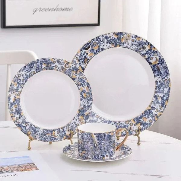 Designer tea cup European Luxury Highend Exquisite Bowls Plates Bone China Tableware Coffee Cups Water Mugs Dinnerware Set Dinner Dish Table