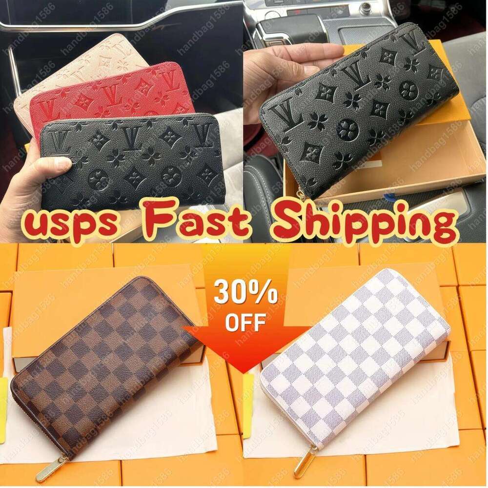 handbag1586 5A Fashion women clutch wallet genuine leather wallet single zipper wallets lady ladies long classical purse with orange box card 60017