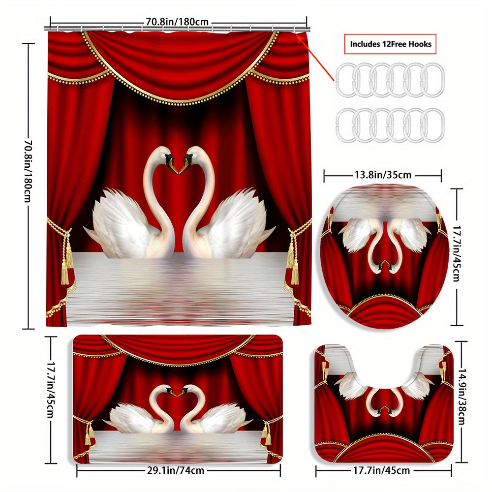 TEMU 4pcs Christmas Dwarf Hat Shower Curtain Decoration, Beautiful Housewarming Gift Decoration, Shower Curtain And Toilet Floor Mat 3pcs Set With 12