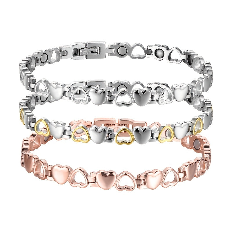 TEMU 3pcs Stainless -shaped Magnetic Bracelet, Ultra Strength Magnet Elegant Adjustable Jewelry Gifts