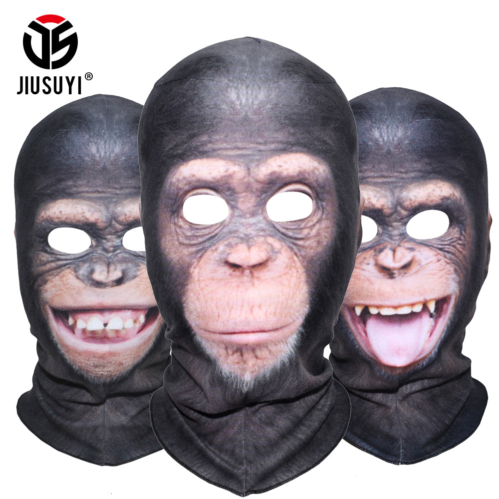 Cycling Caps Masks 3D Animal Orangutan Chimpanzee Ferocious Funny Balaclava Beanies Thermal Wool Fleece Winter Warmer Full Face Mask Cover Cap 23062