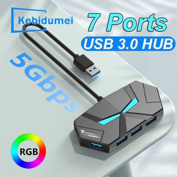 7-port USB 3.0 hub C-type docking station 5Gbps high-speed transmission splitter adapter for laptop hard drive mouse keyboard CL240905