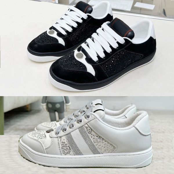 Sneakers Designer Shoes for Womens Crystal Womens Tennis Sneaker Top Brand Striped Fashion Retro Dirty Leather Mens