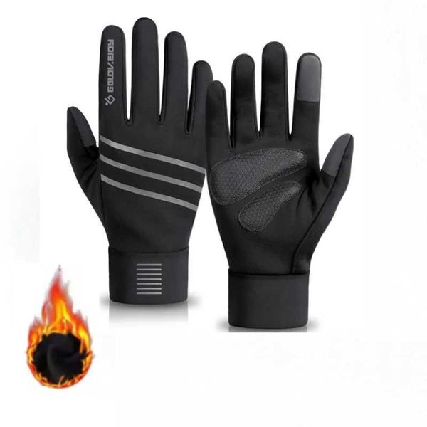 Black Winter Warm Full Fingers Waterproof Cycling Outdoor Sports Running Motorcyc Ski Touch Screen Fece Gloves ski GlovesXJ241107