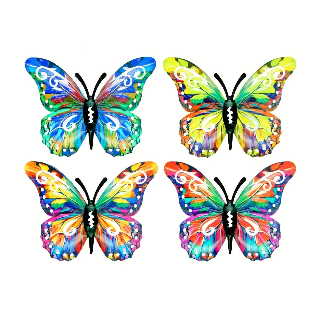TEMU 4pcs Metal Wall Decor, Multicolor Garden Ornament, Outdoor-indoor Metal Craft, Accent – Gardens, Patios, Living Rooms, And . Ideal Gift For ,