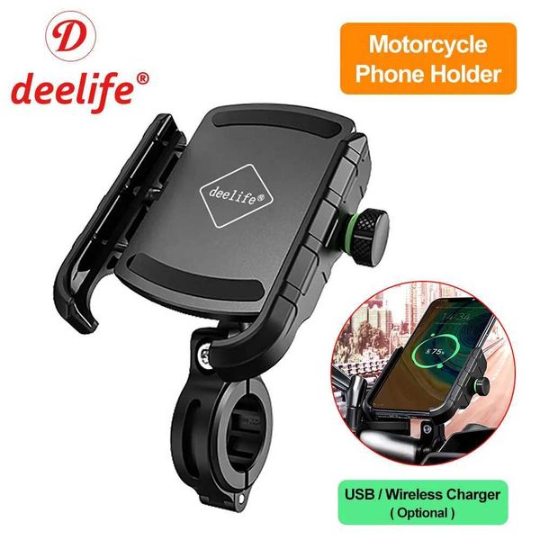 Cell Mounts Holders Deelife Motorcycle Phone Holder for Moto Motorbike Mirror Mobile Stand Support USB Charger Wireless Charging Cellphone M