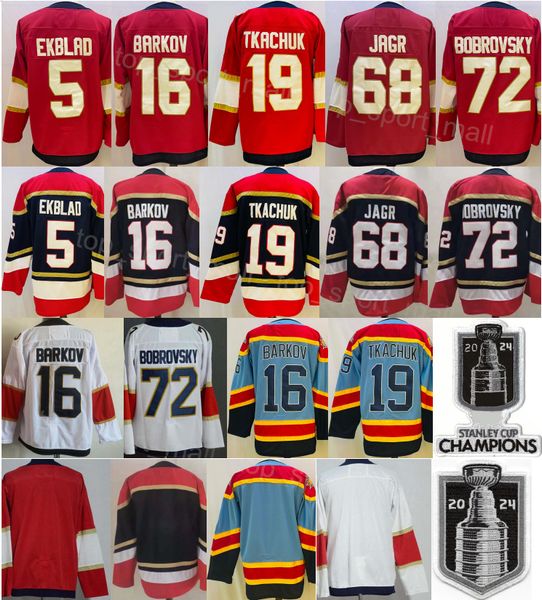 2024 Stanley Cup Champions Hockey 19 Matthew Tkachuk Jerseys 72 Sergei Bobrovsky 5 Aaron Ekblad 16 Aleksander Barkov 68 Jaromir Jagr 1 Rober