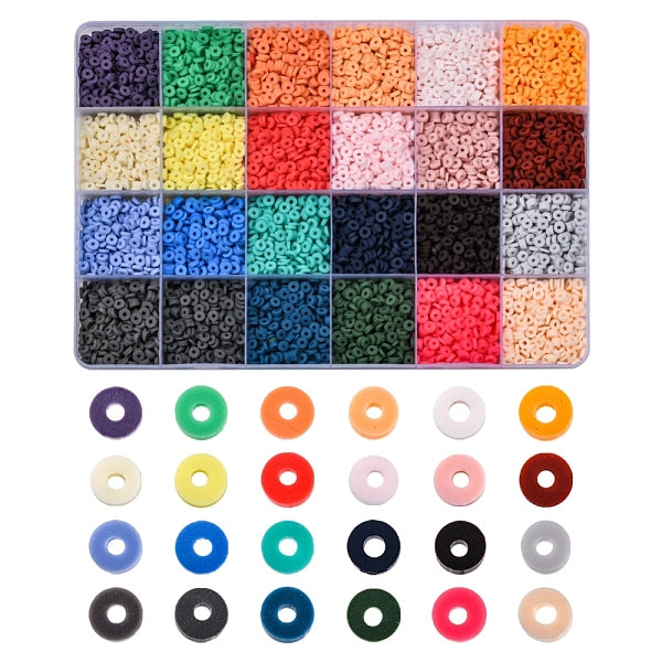 8400Pcs 24 Colors Handmade Polymer Clay Beads