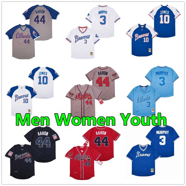 Mens Womens Youth Baseball Jersey Salute to Hank Aaron Dale Murphy Chipper Jones!