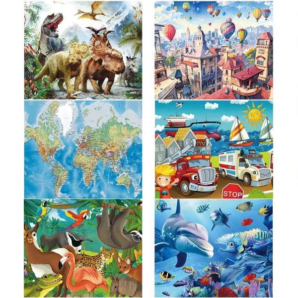 35*42cm Adt 300PCS Paper Jigs Puzzle Dinosaur Underwater Worlds Hot Air Balloon World Map Coast Port Entertainment Toy Z250117