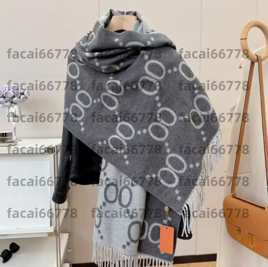 Designer scarf Women&#039;s long winter wool scarf Men Women winter scarves ladies Shawls Big Letter wraps pattern wool High quality plaid fringe fa