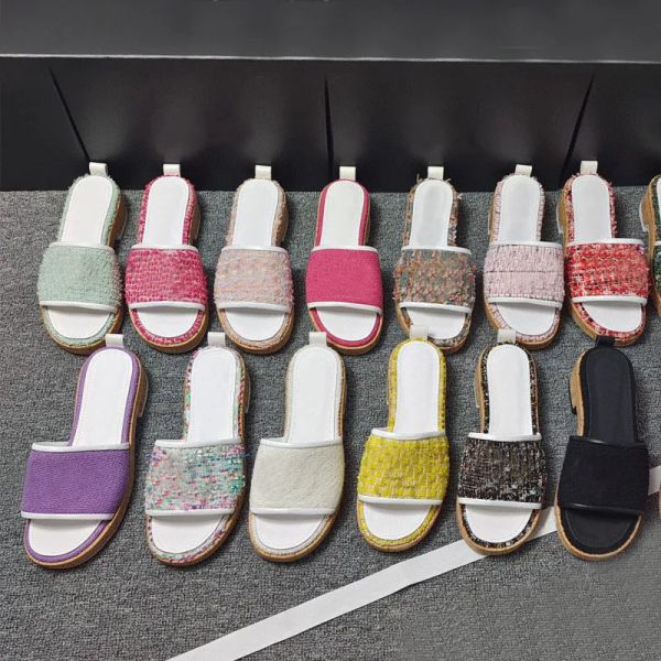 Classic designer womens beach Half slippers 100% leather Thick heels Metal Slides cowhide summer woman shoes Lazy Sandals High heeled shoe L