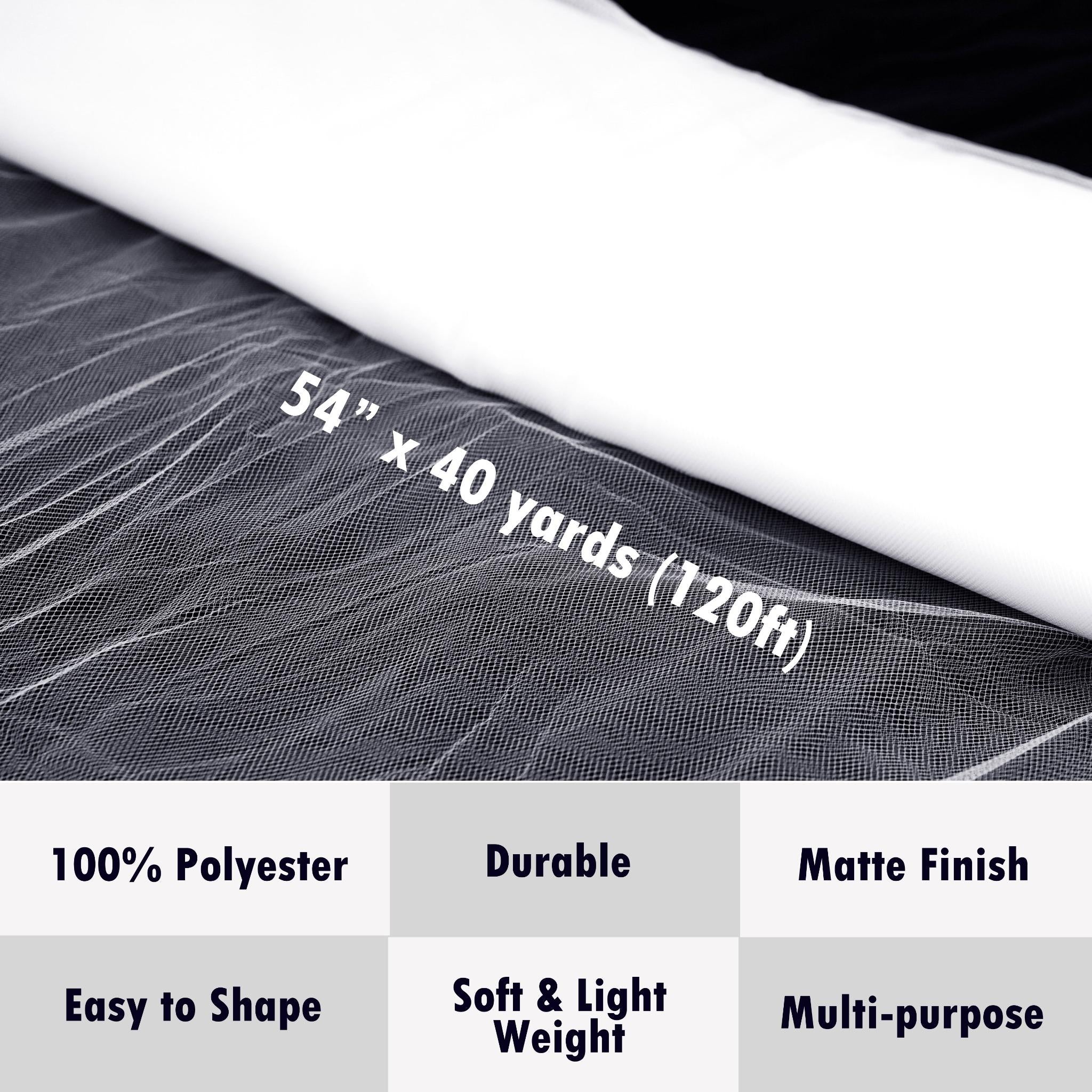 TEMU 54" X (120ft), Fabric Tulle Roll Fabric Tulle Bolt For Garden Netting, Diy Tutu Skirt, Wedding And Decoration