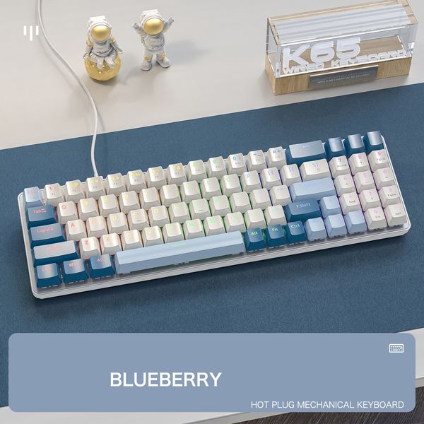 K65 mechanical keyboard customized e-sports wired hot-swappable gaming keyboard two-color translucent keyboard