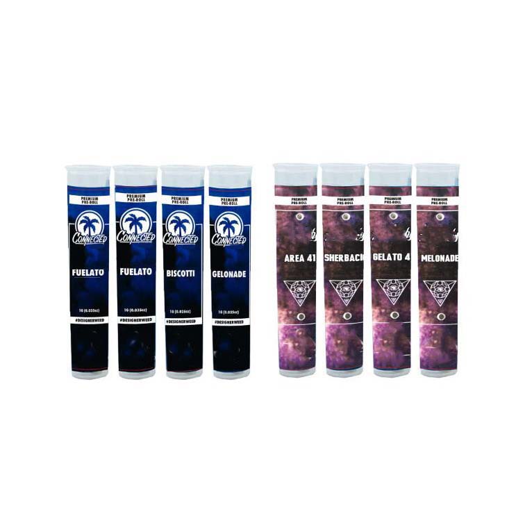 Hot Sale Connected1.0 Gram Pre Roll Tubes Package 116MM Black Transparent Child Proof Plastic Tube Packaging Multi Design Sticker Labels Low MOQ Who