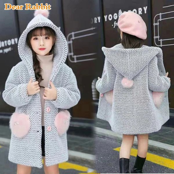 2024 Winter Sweater Cotton Kid Outerwear Clothes Toddler Children Casual Turndown Collar Plaid wool Coat for girls clothing 241022
