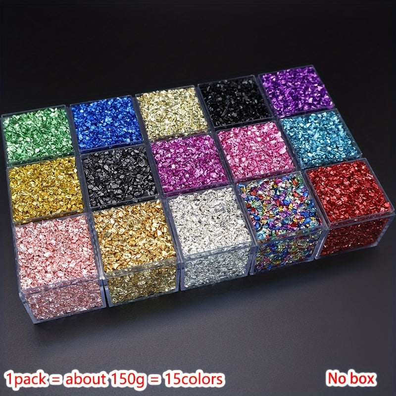 TEMU 1-4mm, 15 Colors, High-quality Irregular Glass For Diy Resin Crafts, Jewelry Making, Home Decor & Vase Filling - Vibrant Multicolor Glass Pieces