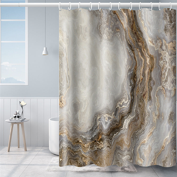 YL-36952 Manufacturer Spot Digital Printed Fabric Shower Curtain Waterproof Thickened Bathroom Partition Curtain with Hook