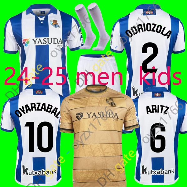 2024 2025 Real Sociedad Soccer Jerseys Men set kids BARRENE MERINO CARLOS FDEZ CARLOS TAKE SORLOTH SILVA Football Shirts T 24 25 Equipment h