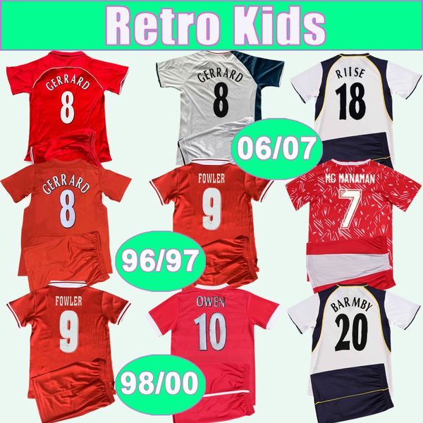 1996 1997 FOWLER OWEN Retro Kids Kit Soccer Jerseys 2006 2008 GERRARD ALONSO MC MANAMAN 2004 2005 Home Away Football Shirts Vintage Child Un