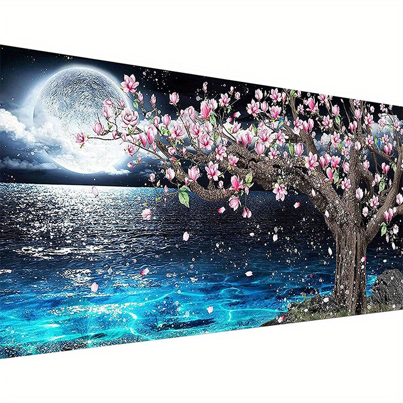 TEMU 5d Lake Diamond Painting, Diamond Painting Moon Kits For Adults,diy Crystal Arts And Crafts,gem Art Paints With Diamond Home Wall Decor 27.5 X