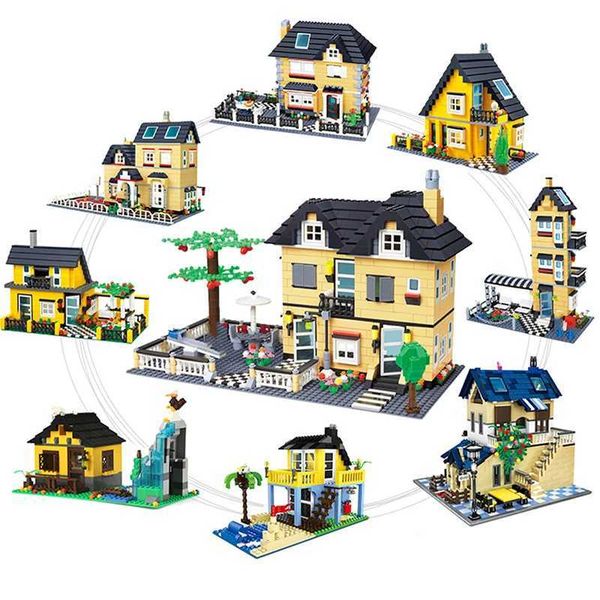House Villa Architecture Cottage Model Building Blocks Bricks Friends For Girl Beach Hut Modular Home Village Creative City ShopC250210