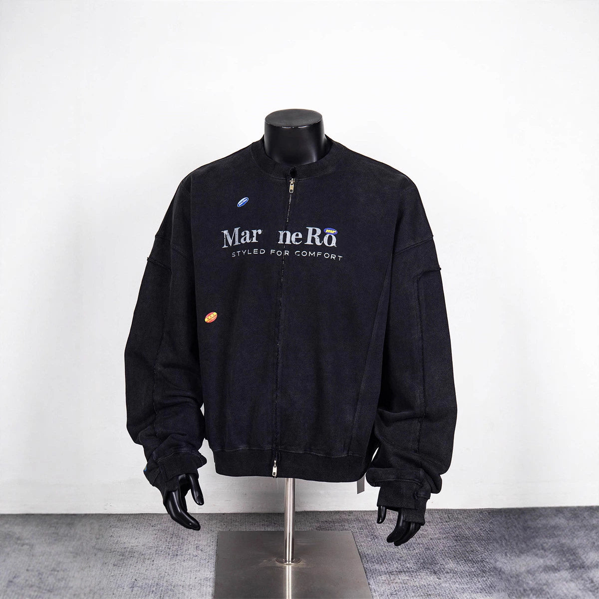 Men&#039;s Jackets 2025 MARTINE ROSE Zip Up Cardigan High Quality Splicing Design Real Po Autumn Winter Ribbed Collar Jacket Coat