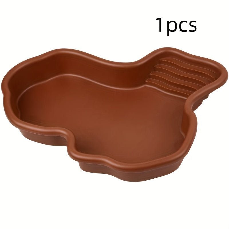 TEMU Extra-large Reptile Bathing Tub With - Ideal For Geckos, Snakes, & Bearded Dragons - Plastic Aquarium Accessory