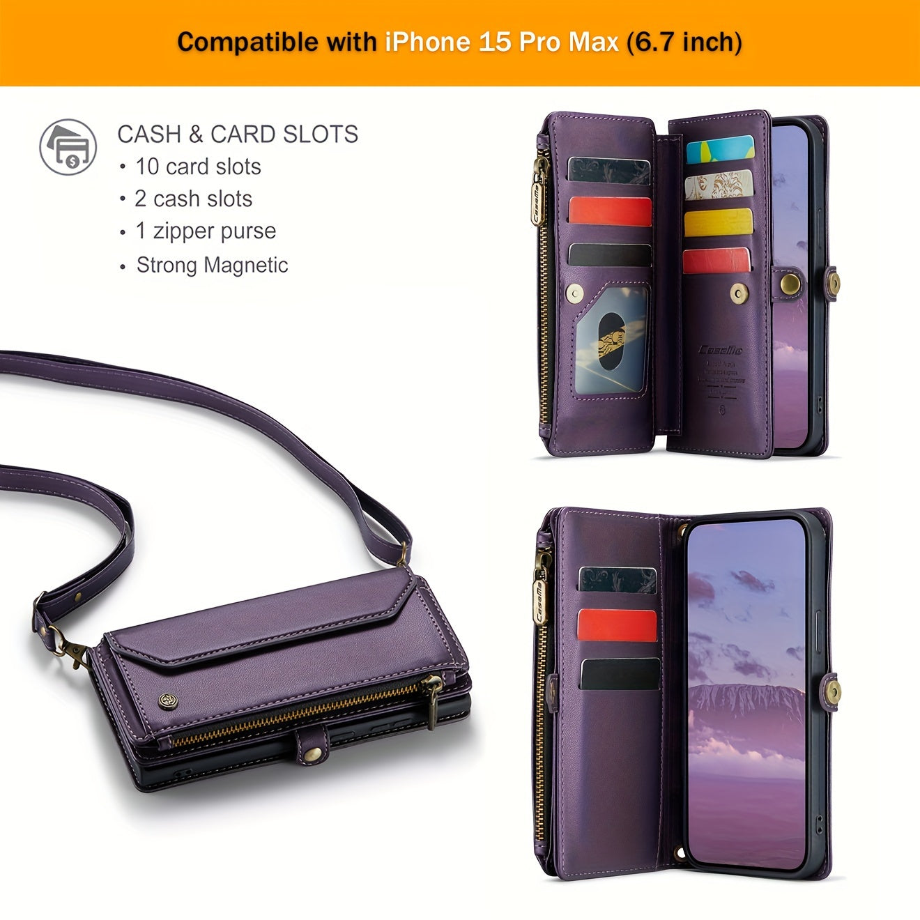 TEMU Wallet Phone Case Support Wireless Charging With Blocking Card Holder, Flip Leather Protective Phone Cover For Iphone