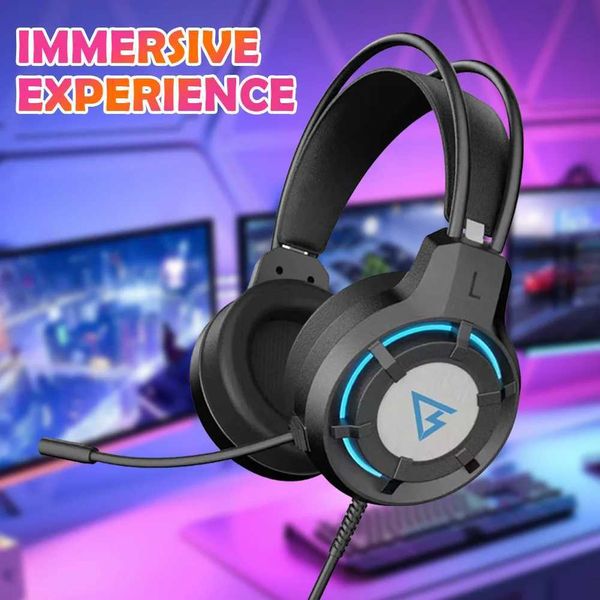 Wired Game Headphone LED Light Gamer Headset 7.1 Surround Deep Bass Stereo Headset Noise Cancelling with Mic for Computer PCM240729