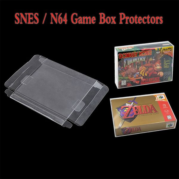 ZUIDID 10pcs Clear PET Plastic Display Box Protector Case Sleeves Cover For SNES N64 CIB Boxed Games Cartridge Box