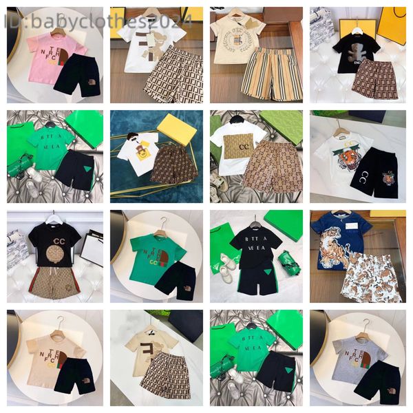 DHgate luxury designer brand boy and girl baby children&#039;s clothing set classic brand clothing set children&#039;s summer short sleeved