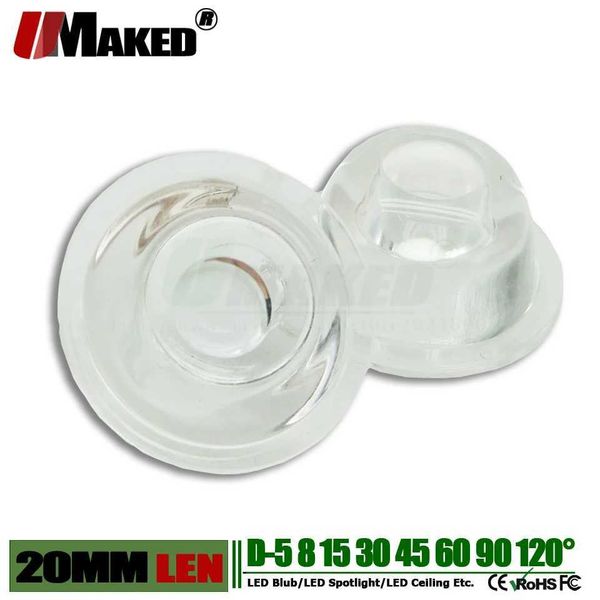 300pcs High Power LED lens 20mm Smooth surface lenses PMMA LED Optical Len 5 8 15 25 30 45 60 90 120 Degree For 1W 3W Chips lamp Y240826
