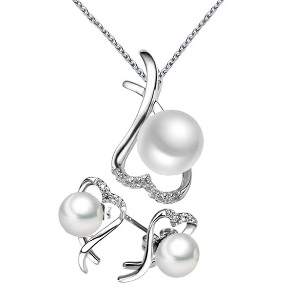 Sinya Freshwater Pearls Choker Necklace Earring Fne Jewelry Sets in 925 Sterling Silver and AAA Cz Stone Best Gift for Women