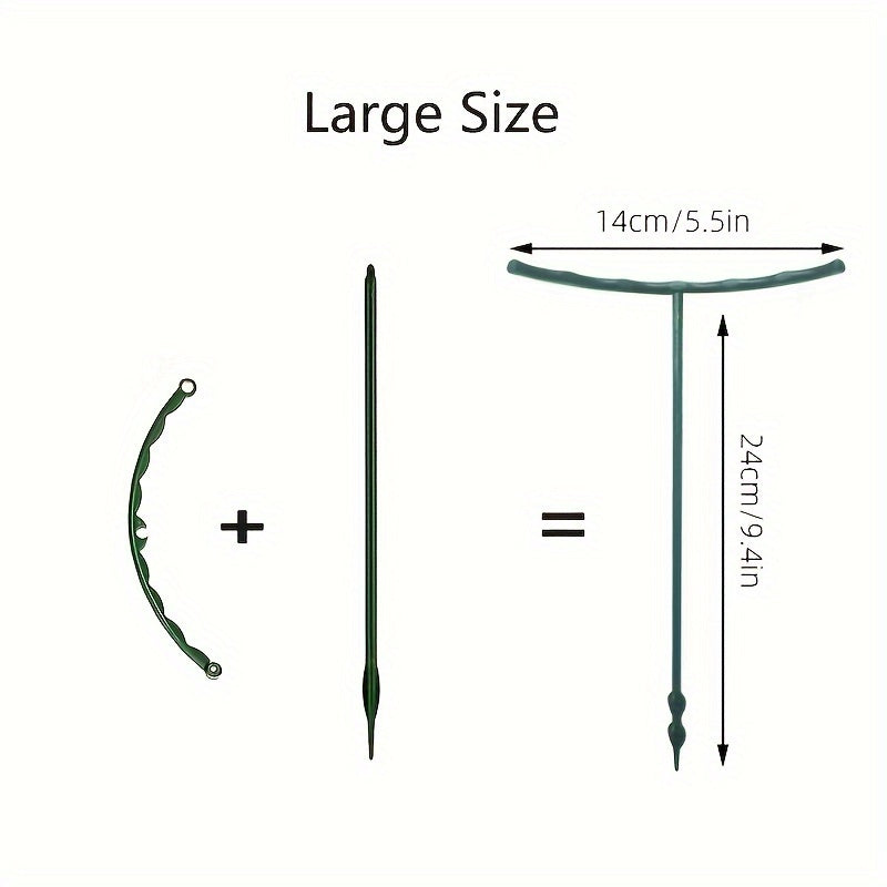 TEMU 10pcs Heavy-duty Garden Plant Support Stakes - Half-round Plant Cage Holders, Open-center Design For Indoor-outdoor, Peonies, Tomatoes, Climbing