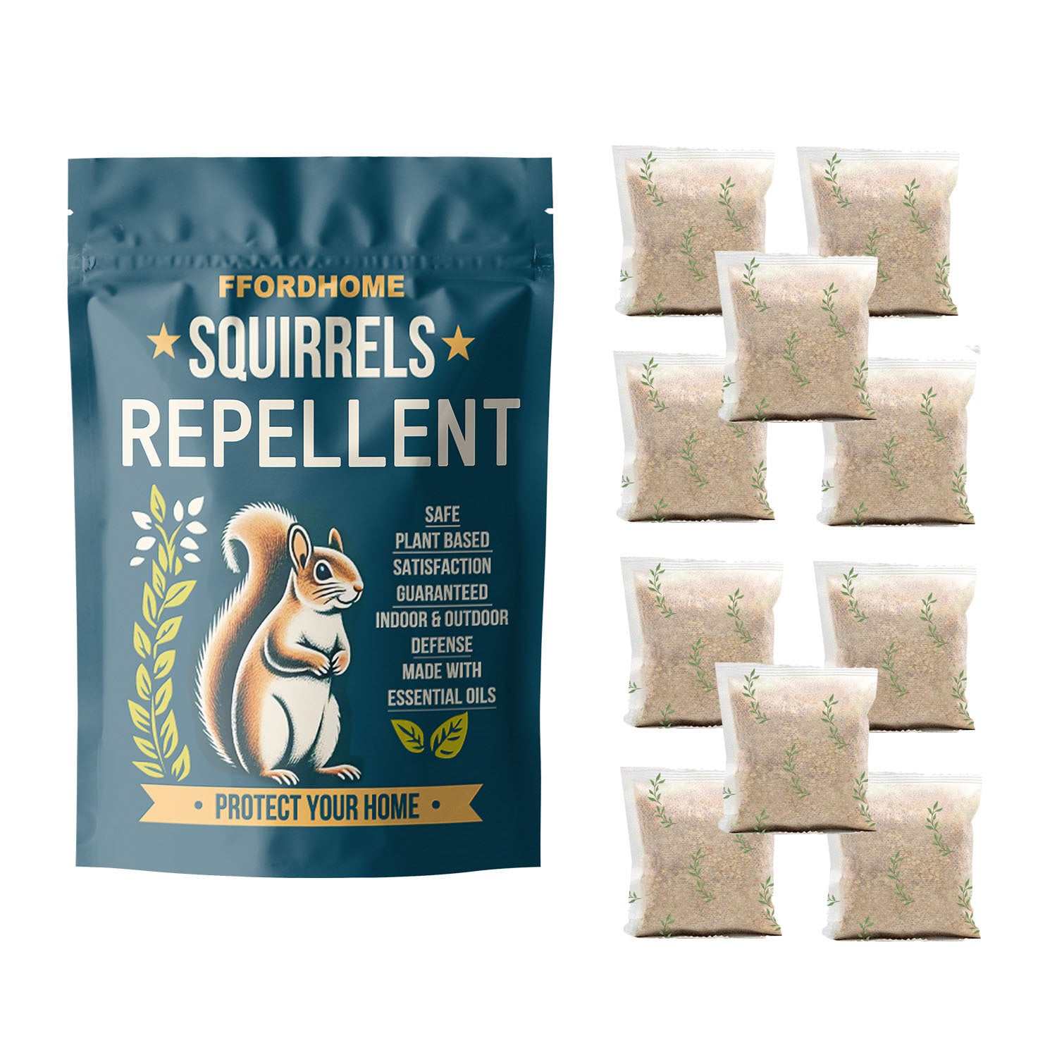 TEMU Squirrel Repellent, Natural Squirrel Deterrent - Effective For Bird Feeders-gardens--plants 10-pack