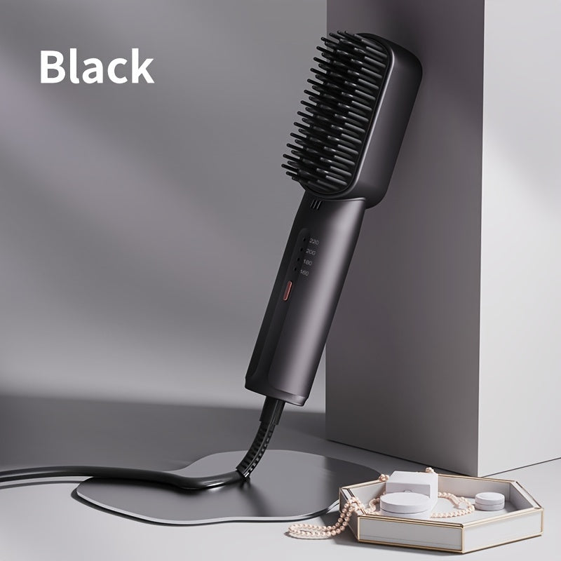 TEMU Negative Ion Hair Straightener Brush, 4-temperature Control, Automatic Shut-off, Fluffy Volume, Fast Heating, With 1.5-2.5m Cord, Us Plug, For