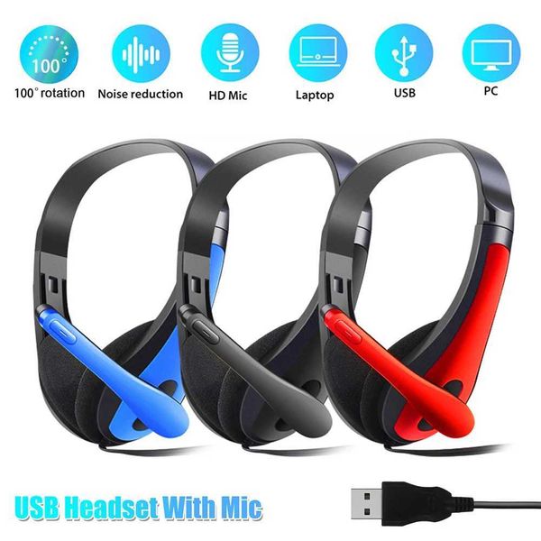 USB Wired Mode Head-mounted Stereo Headphone For Computer Gamer With Noise Cancelling Microphone Gaming HeadphonesM240729