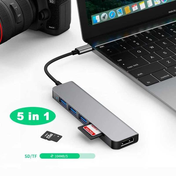 Type C+USB HUB USB3.0 Dongle USB2.0 Disk Extend Adapter Cable Splitter Phone Charger Dock Micro SD TF Memory Card Reader Writer Y250109