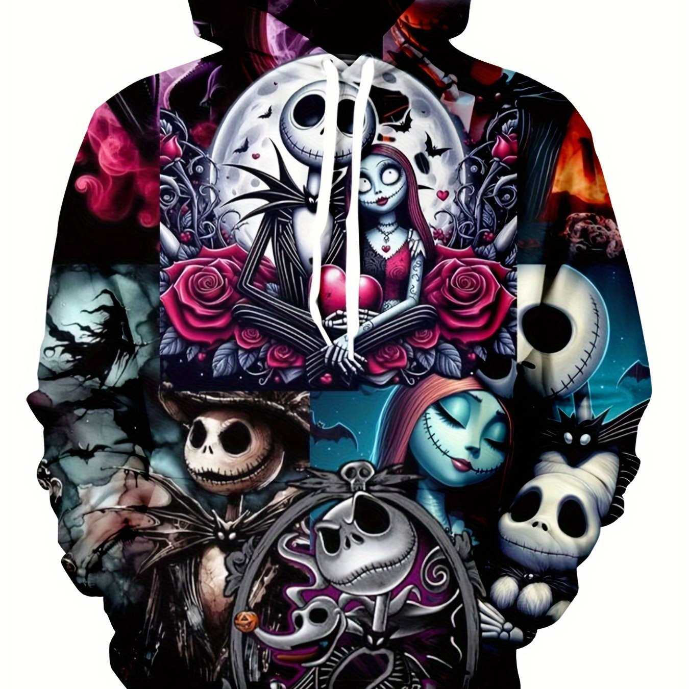 TEMU Disneys Christmas Night Cry Hoodie- And Dress Up Hoodie, Adjustable Drawstring Hooded Pullover For Halloween And Christmas Parties, Jack Pumpkin