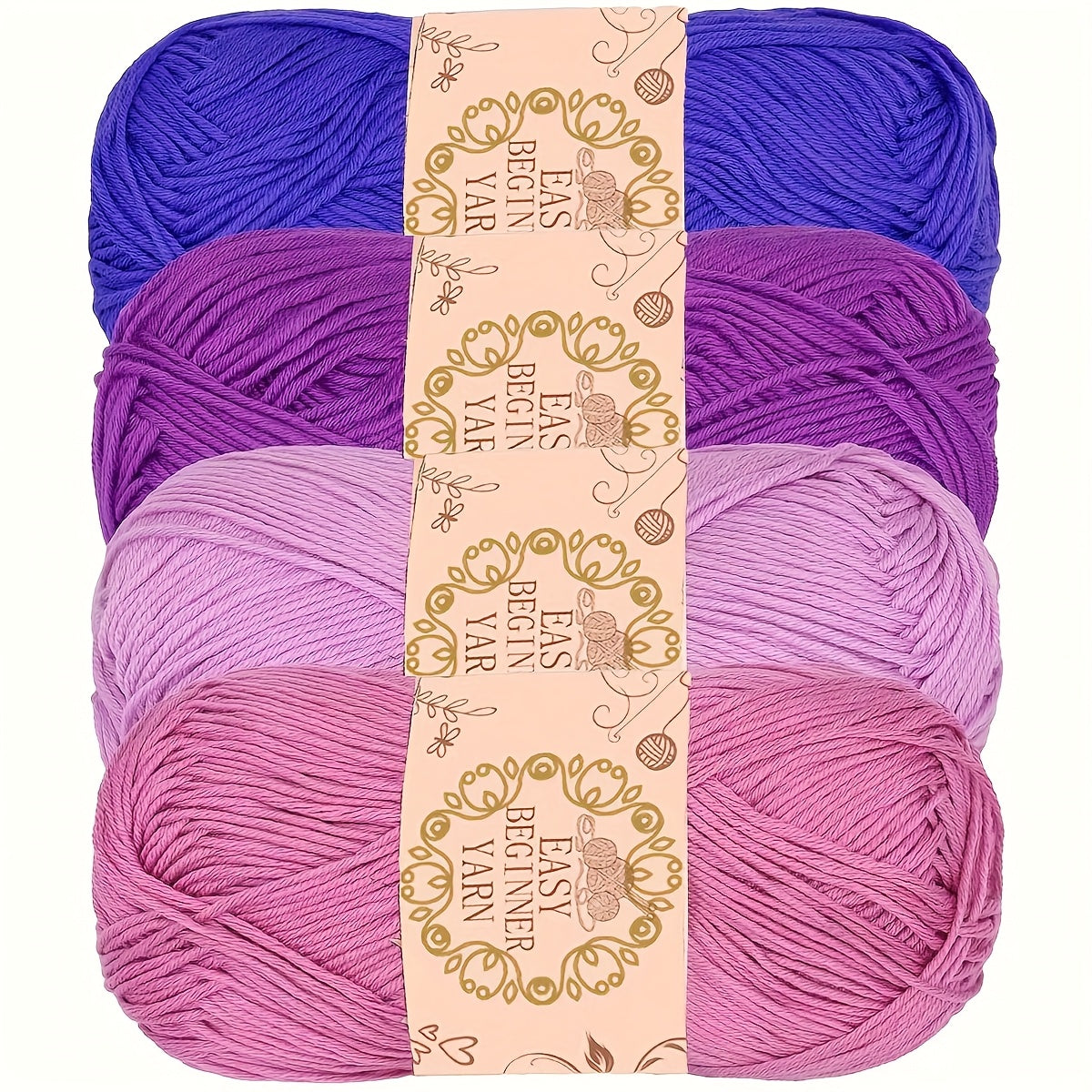 TEMU Super Saving Premium Acrylic Yarn - 4-pack Of 50g, 4-ply Acrylic Thread In Vibrant And , Ideal For Knitting And Crochet Crafts, Suitable For
