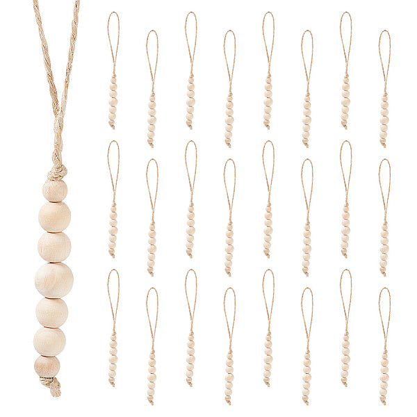 Décorations pendantes en perles rondes en bois