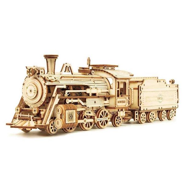 Robotime Rokr 3D Wooden Puzzle Montessori Toys Steam Train Army Jeep Heavy Truck Model Building Kits for KidsT250110