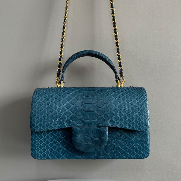 10A Designer bags Handle Flap bag Snakeskin Leather Chain Lattice Handbag shoulder bag for women Genuine Leather Luxury quality genuine leat